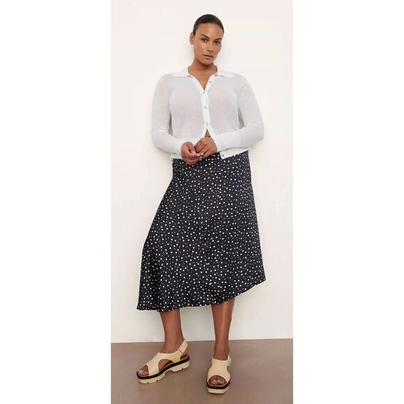 Vince Tossed Dot Draped Knot Skirt in Deep Marine NWT Size 2X - Picture 2 of 9